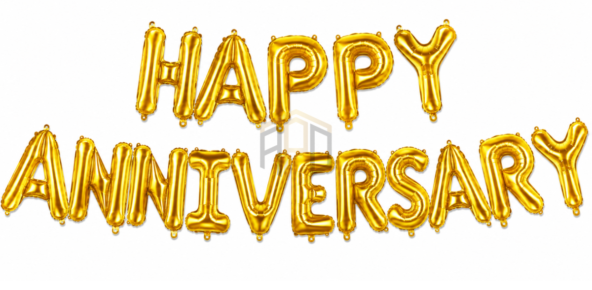 Premium Happy Anniversary Letter Foil Balloon Banner Set – Golden, Silver, Black, Red, Multi Color