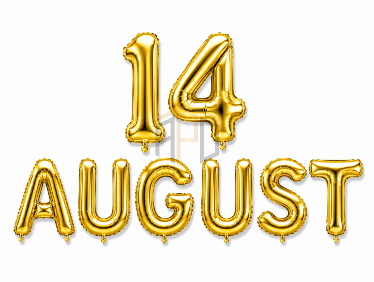 Premium 14 August Number Foil Balloon Set – Golden & Silver | Independence Day Decoration