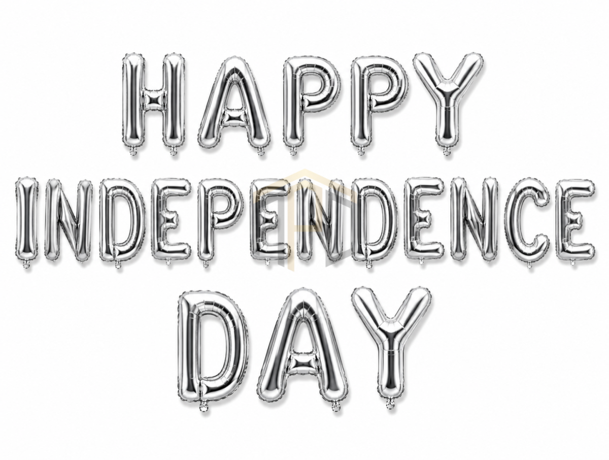 Premium Happy Independence Day Letter Foil Balloon Banner Set – Golden & Silver