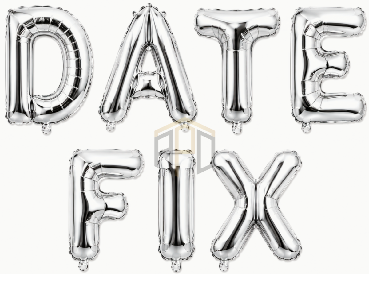 Date Fix Letter Foil Balloon Banner Set 16 Inch | Gold & Silver Party Decoration Balloons