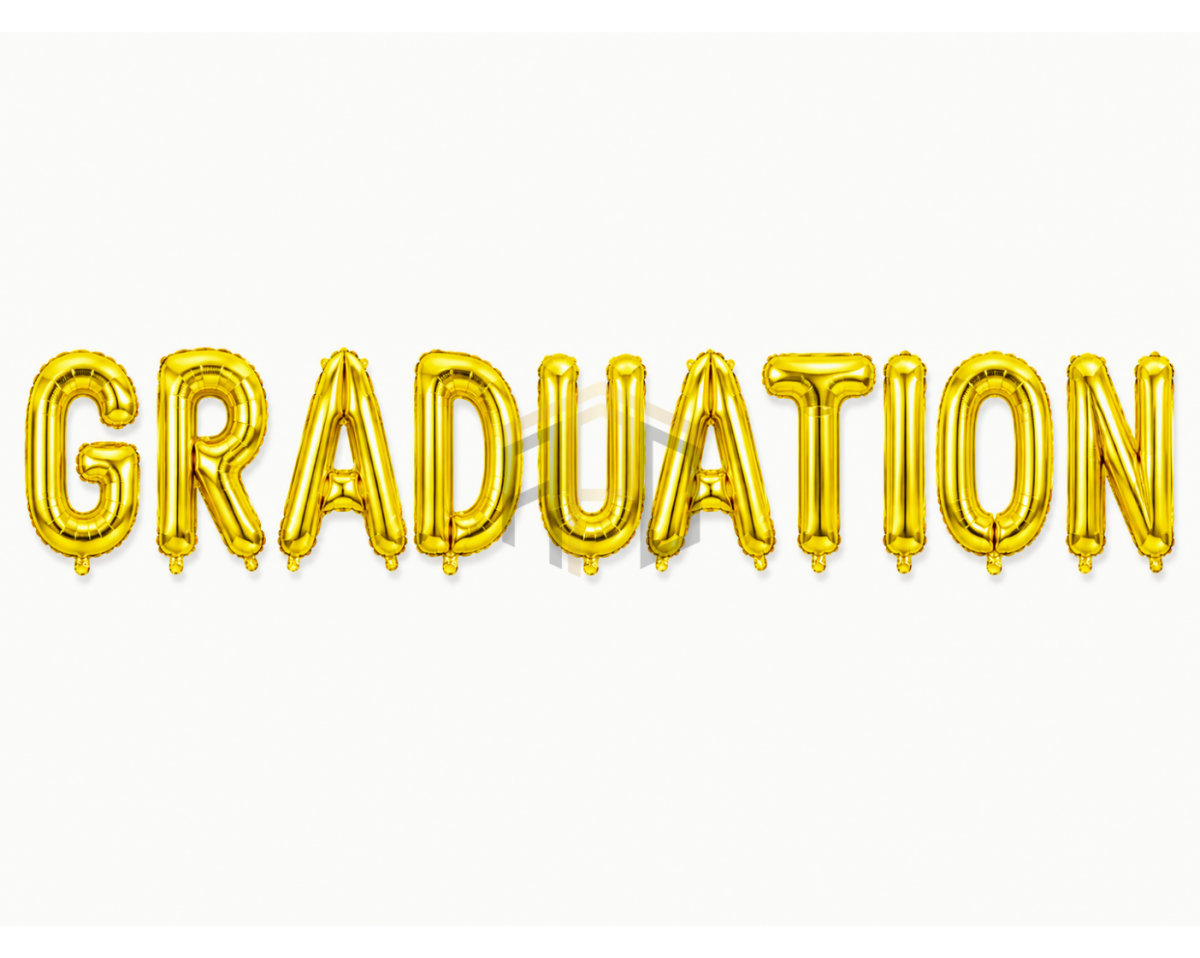 Graduation Letter Foil Balloon Banner Set – Gold & Silver Alphabet Balloons for Graduation Party Decoration