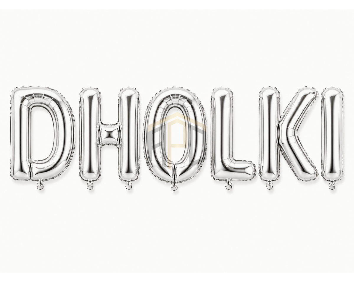 DHOLKI Foil Letter Balloon Banner Set – Gold & Silver Colours Available