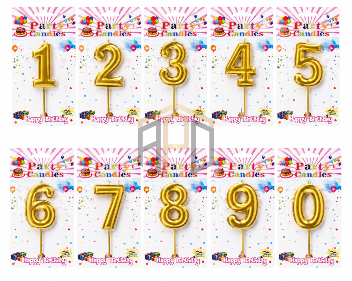 Gold Number Birthday Cake Candle (0-9) – Premium Metallic Number Candle for Birthday Cakes