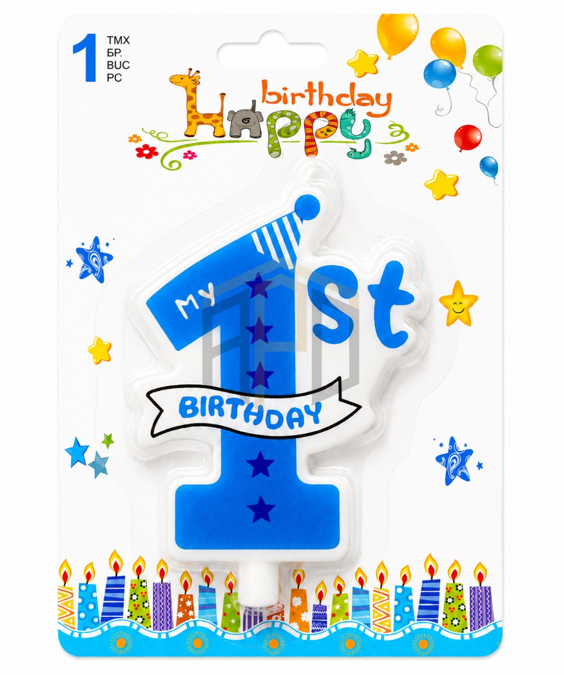1st Birthday Number Candle for Girls & Boys – Pink and Blue Birthday Cake Candle