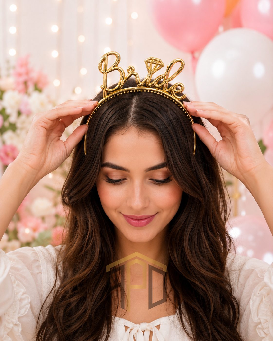 Bride Script Headband with Diamond Design – Gold & Silver Bridal Hair Band for Bridal Shower, Bachelorette Party, Wedding Celebration