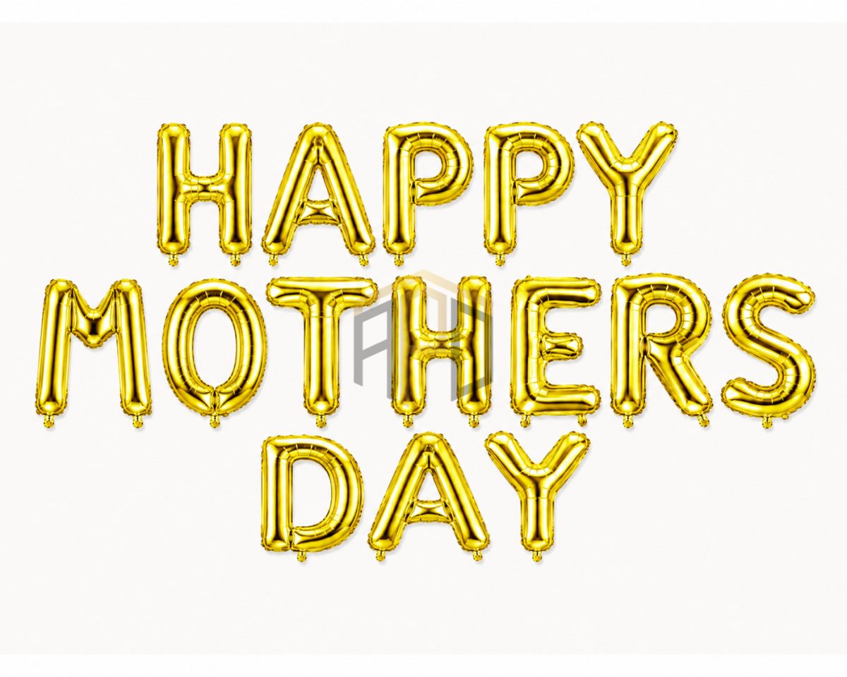 Happy Mother's Day Foil Balloon Banner Set – Gold & Silver Letter Balloons