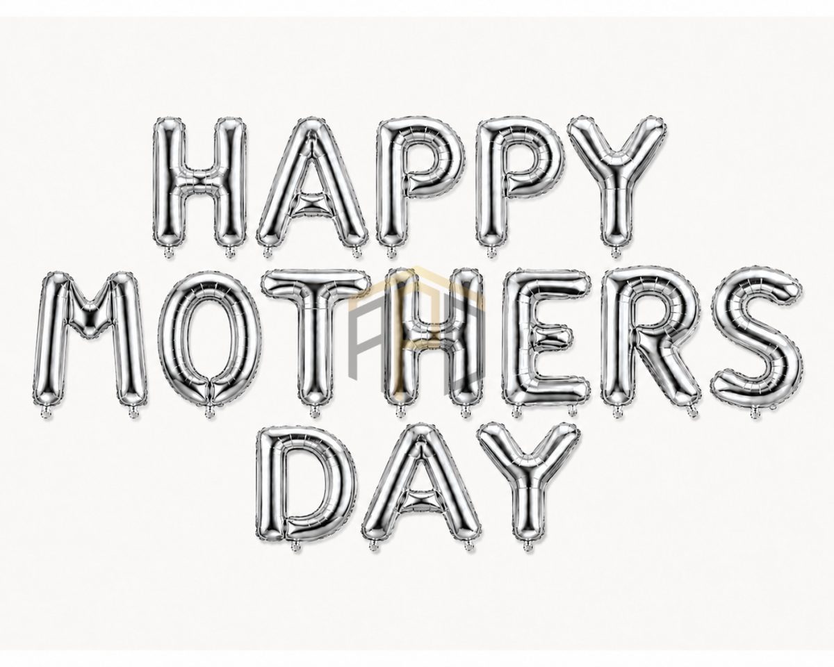 Happy Mother's Day Foil Balloon Banner Set – Gold & Silver Letter Balloons