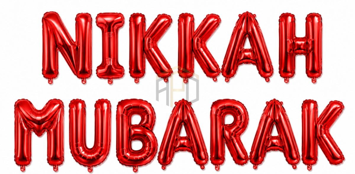 Nikah Mubarak Letter Foil Balloon Banner for Wedding & Islamic Nikah Decorations | Gold, Silver, Black & Red