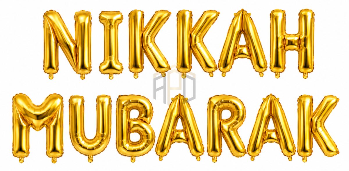 Nikah Mubarak Letter Foil Balloon Banner for Wedding & Islamic Nikah Decorations | Gold, Silver, Black & Red