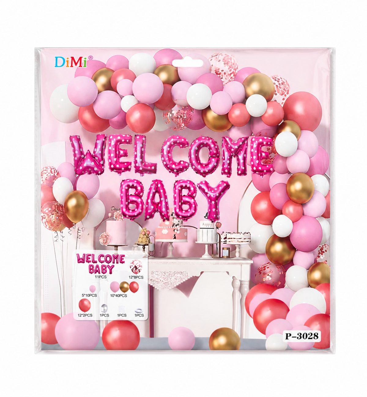 Welcome Baby Pink Balloon Garland Kit – Baby Shower Decoration