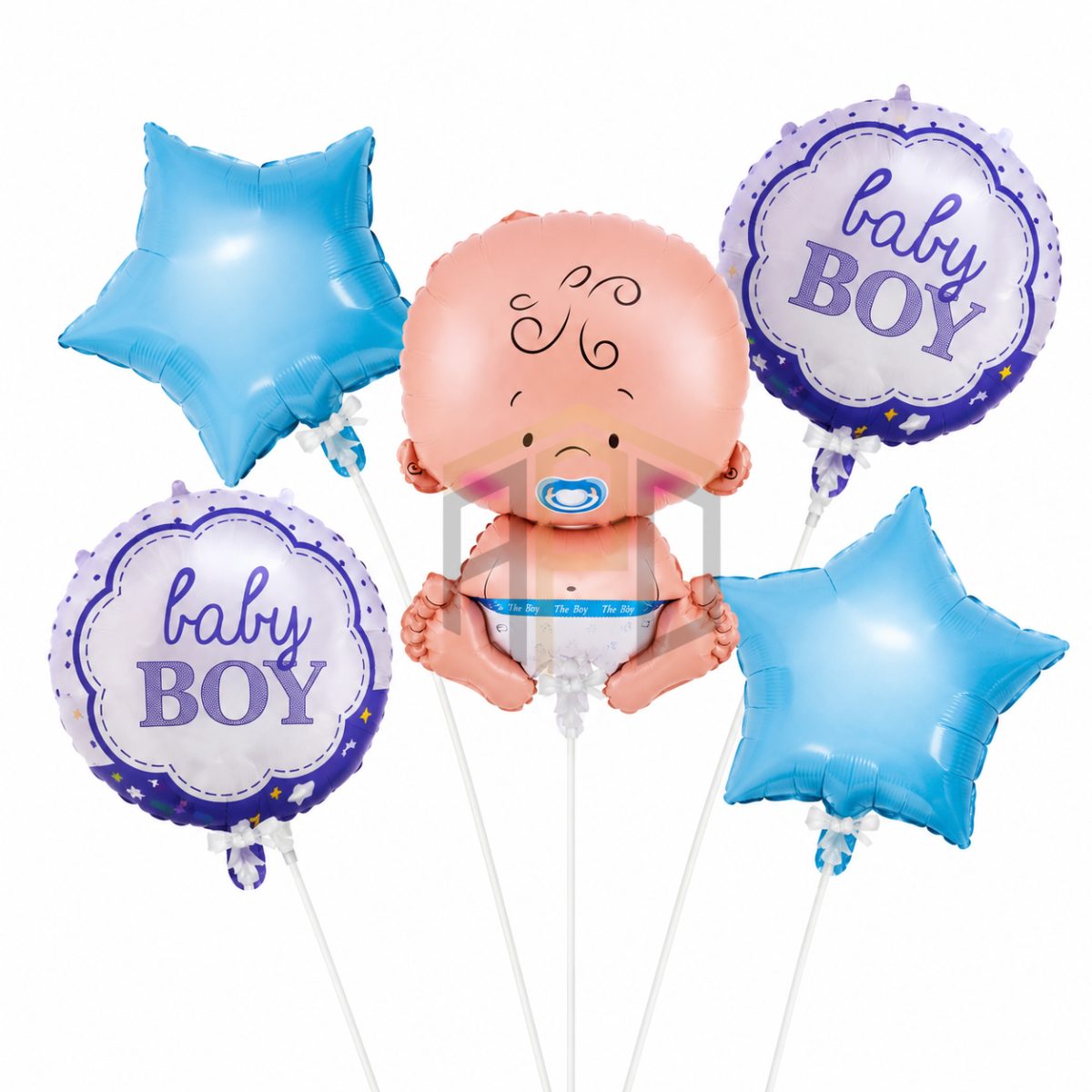 Baby Boy Cute Baby Foil Balloon Set with Star Balloons | Newborn Welcome, Baby Shower & Baby Boy Party Decoration