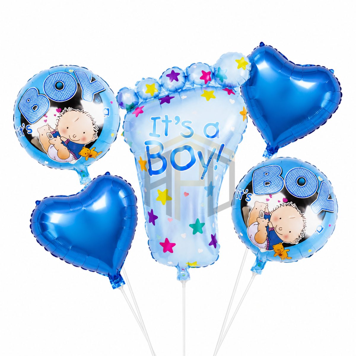 It's a Boy Baby Foot Foil Balloon Set with Heart Balloons | Baby Shower & Newborn Welcome Party Decoration