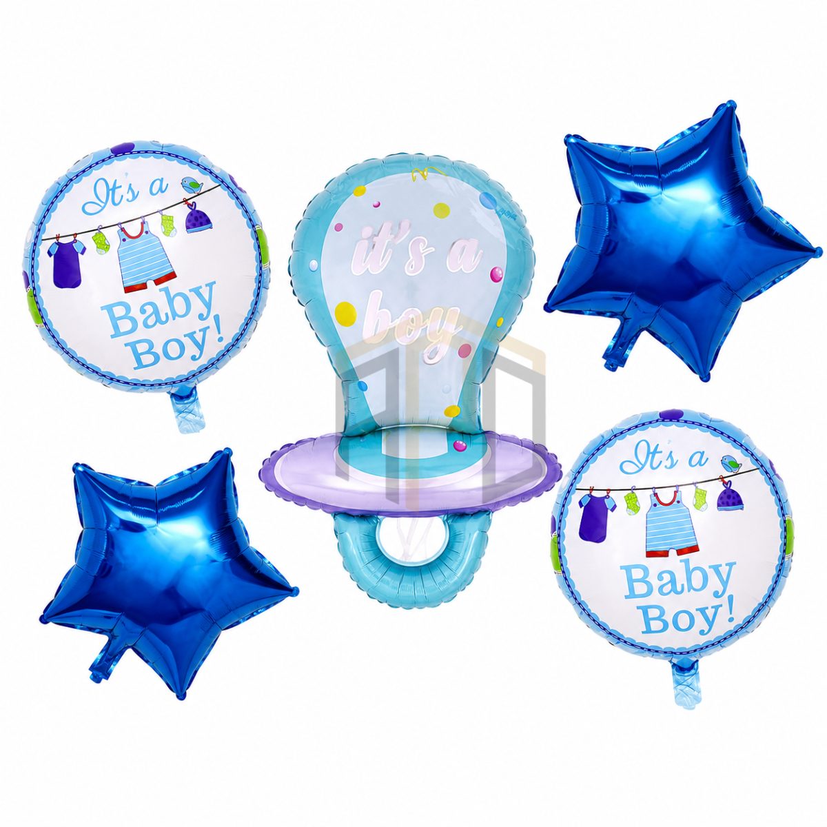 Baby Boy Pacifier Foil Balloon Set with Star Balloons | It's a Baby Boy Baby Shower & Newborn Welcome Decoration
