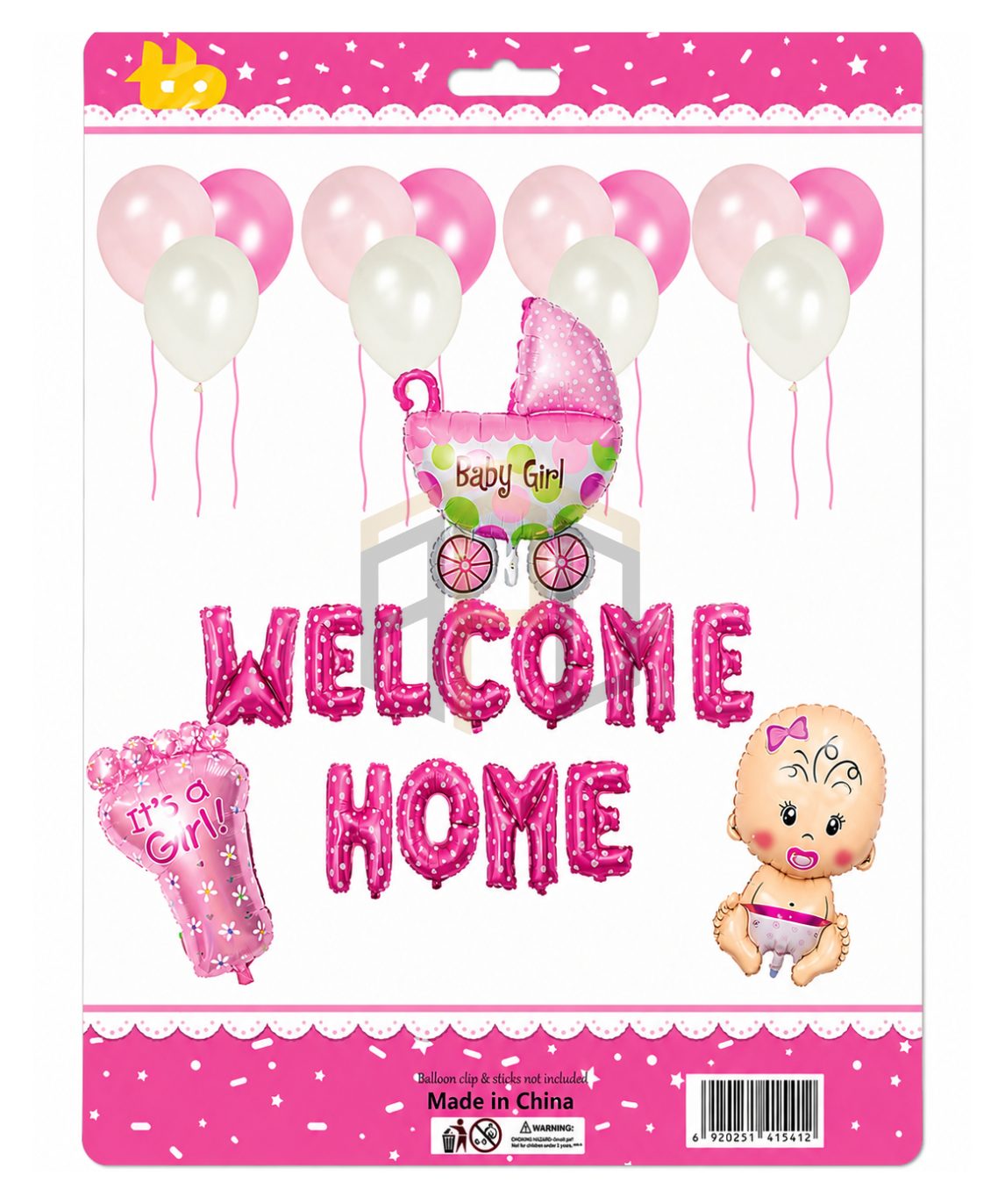 Welcome Home Baby Girl Balloon Decoration Kit – Pink Baby Girl Welcome Party Foil Balloon Set