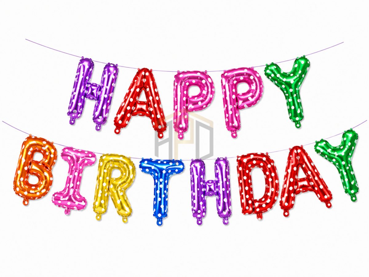 Happy Birthday Letter Foil Balloon Banner for Birthday Party Decorations | Gold, Silver, Red, Black, Rose Gold, Pink, Blue & Multi Color