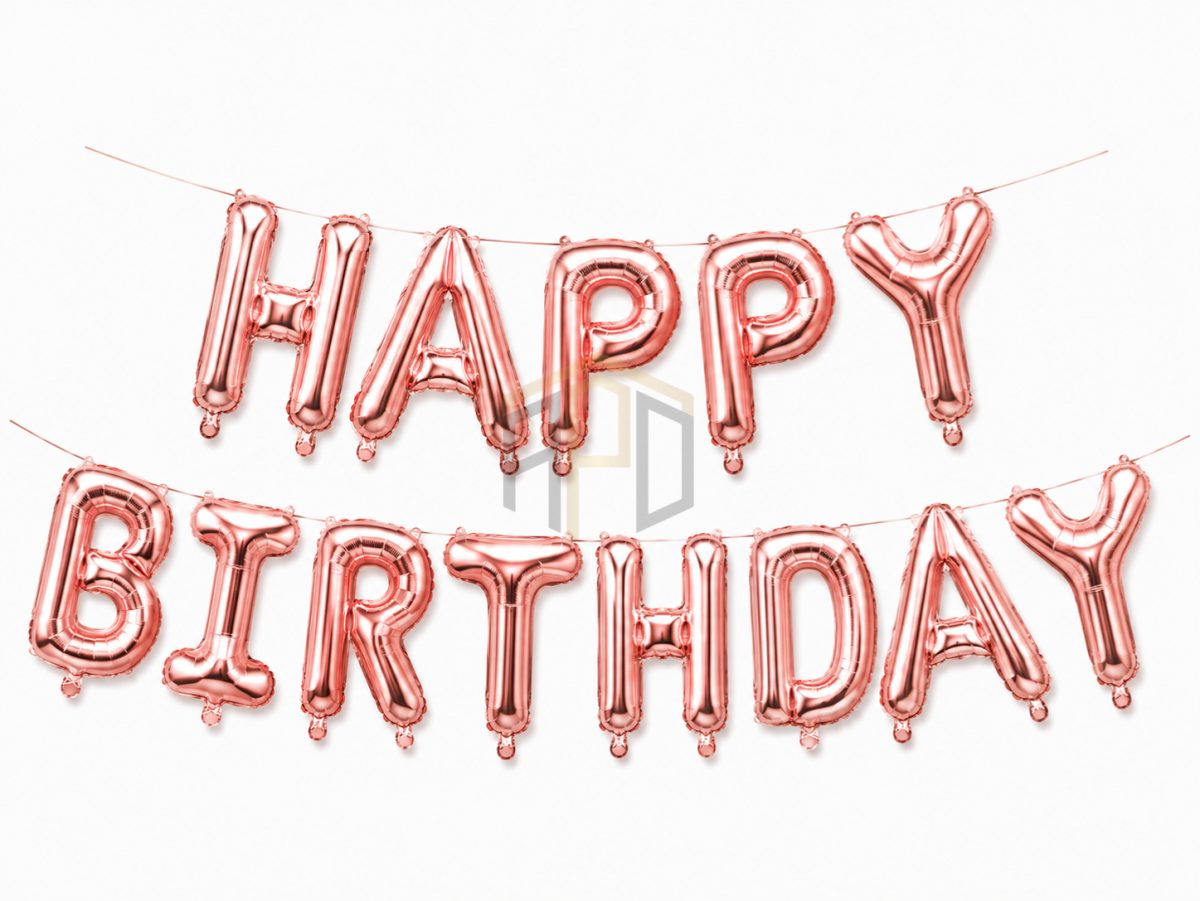 Happy Birthday Letter Foil Balloon Banner for Birthday Party Decorations | Gold, Silver, Red, Black, Rose Gold, Pink, Blue & Multi Color