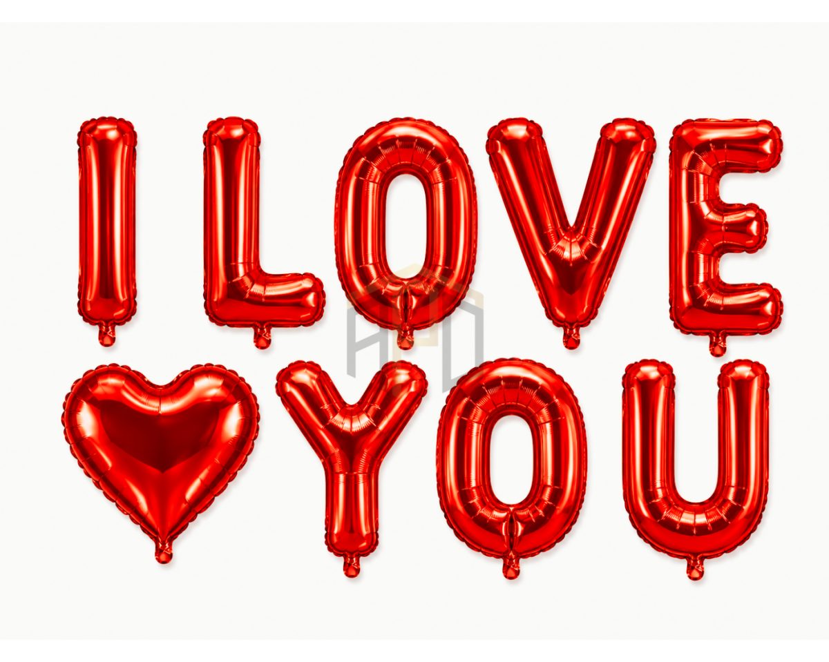 Premium I Love You Foil Balloon Banner with Heart Balloon – Romantic Party Decoration