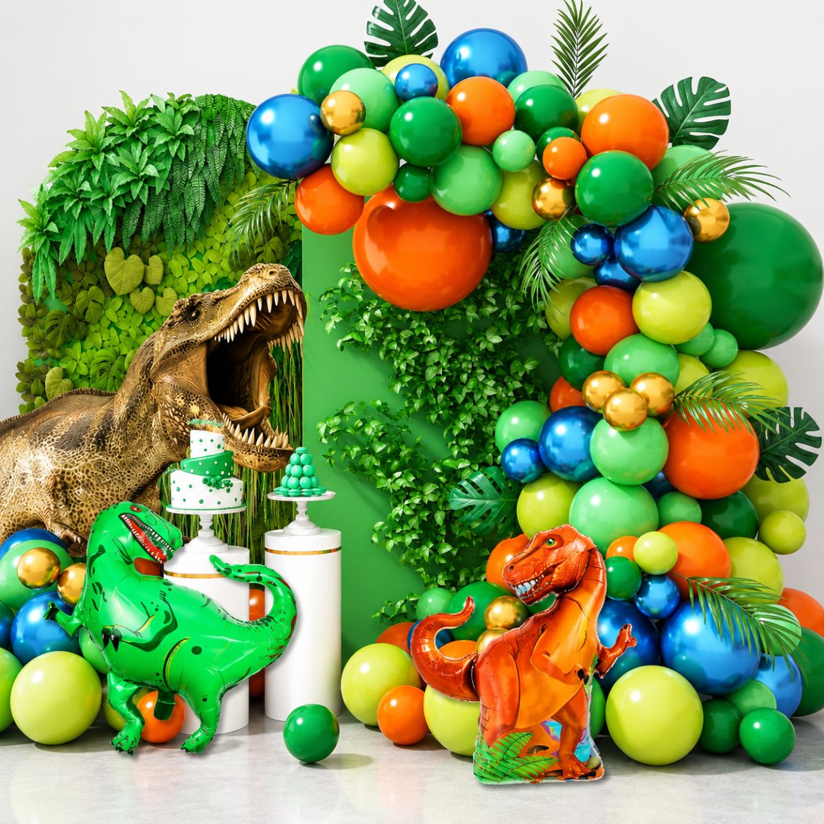 Dinosaur Happy Birthday Balloon Decoration Kit – Green & Orange