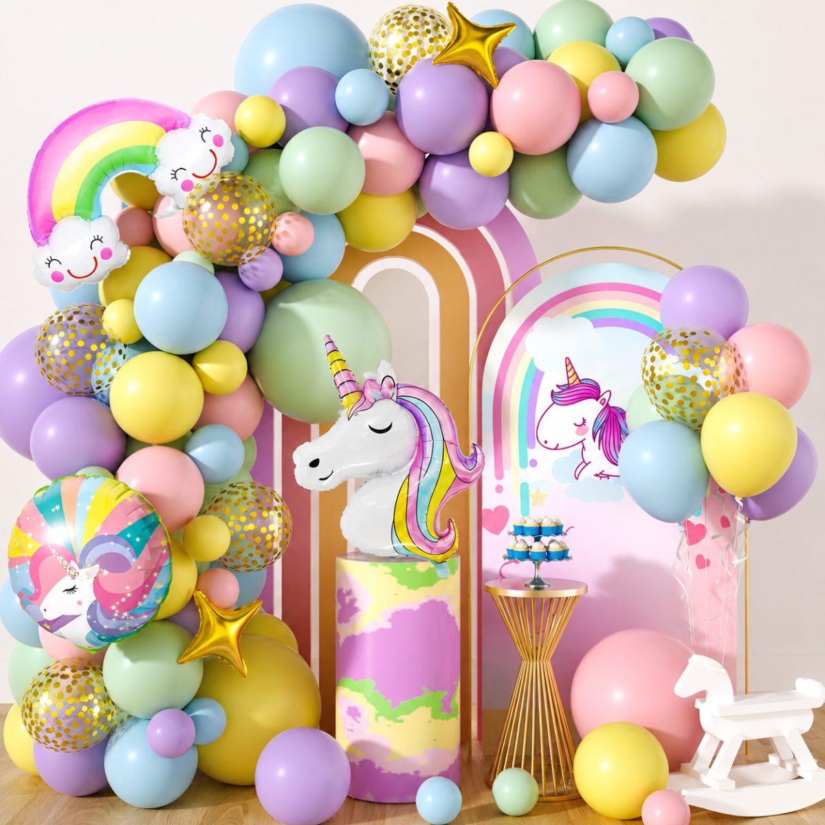 Unicorn Rainbow Balloon Garland Kit – 100 Pieces Premium Balloon Arch Decoration Set for Birthday & Party Decorations