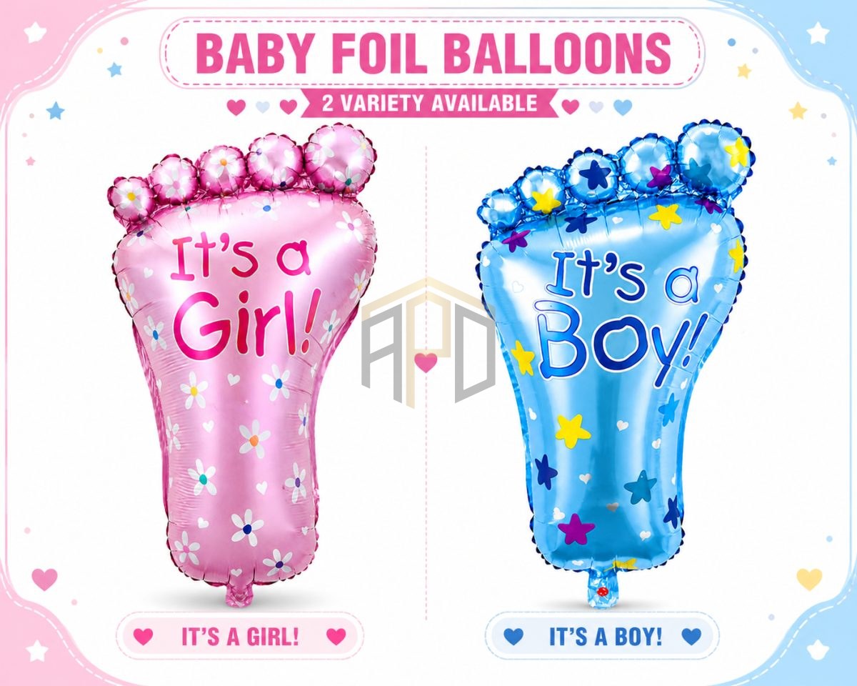 Baby Foot Foil Balloon – It's A Boy / It's A Girl Gender Reveal Decoration Balloon