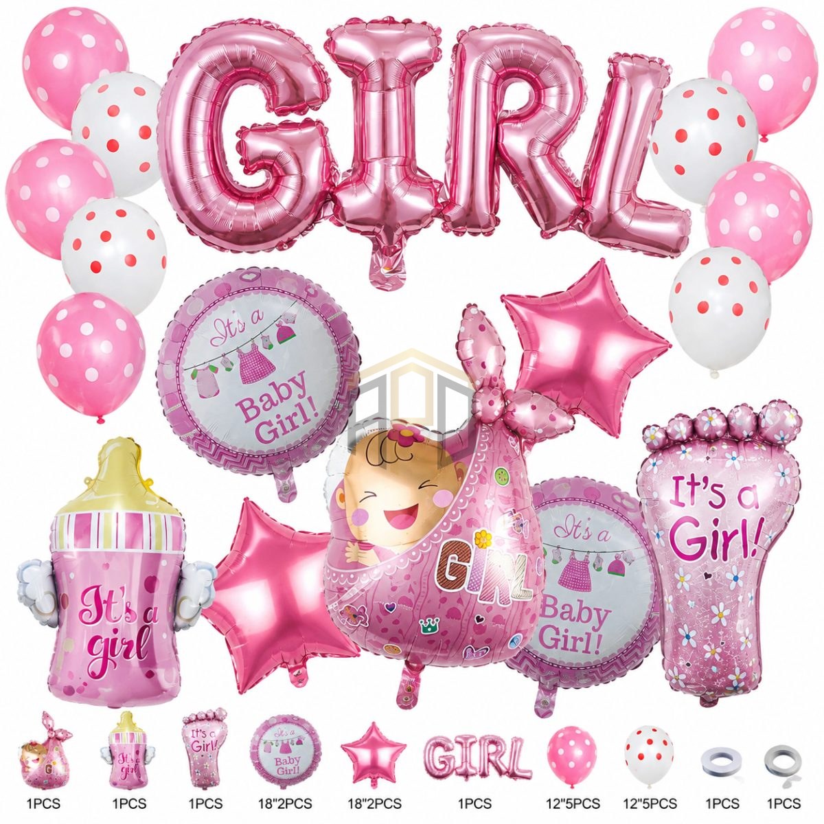 Baby Girl Balloon Decoration Kit – Foil Balloon Set for Baby Shower & Welcome Baby Girl