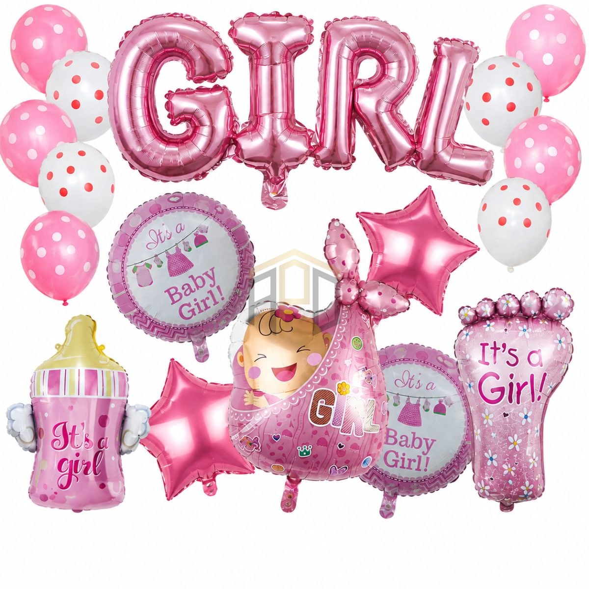 Baby Girl Balloon Decoration Kit – Foil Balloon Set for Baby Shower & Welcome Baby Girl