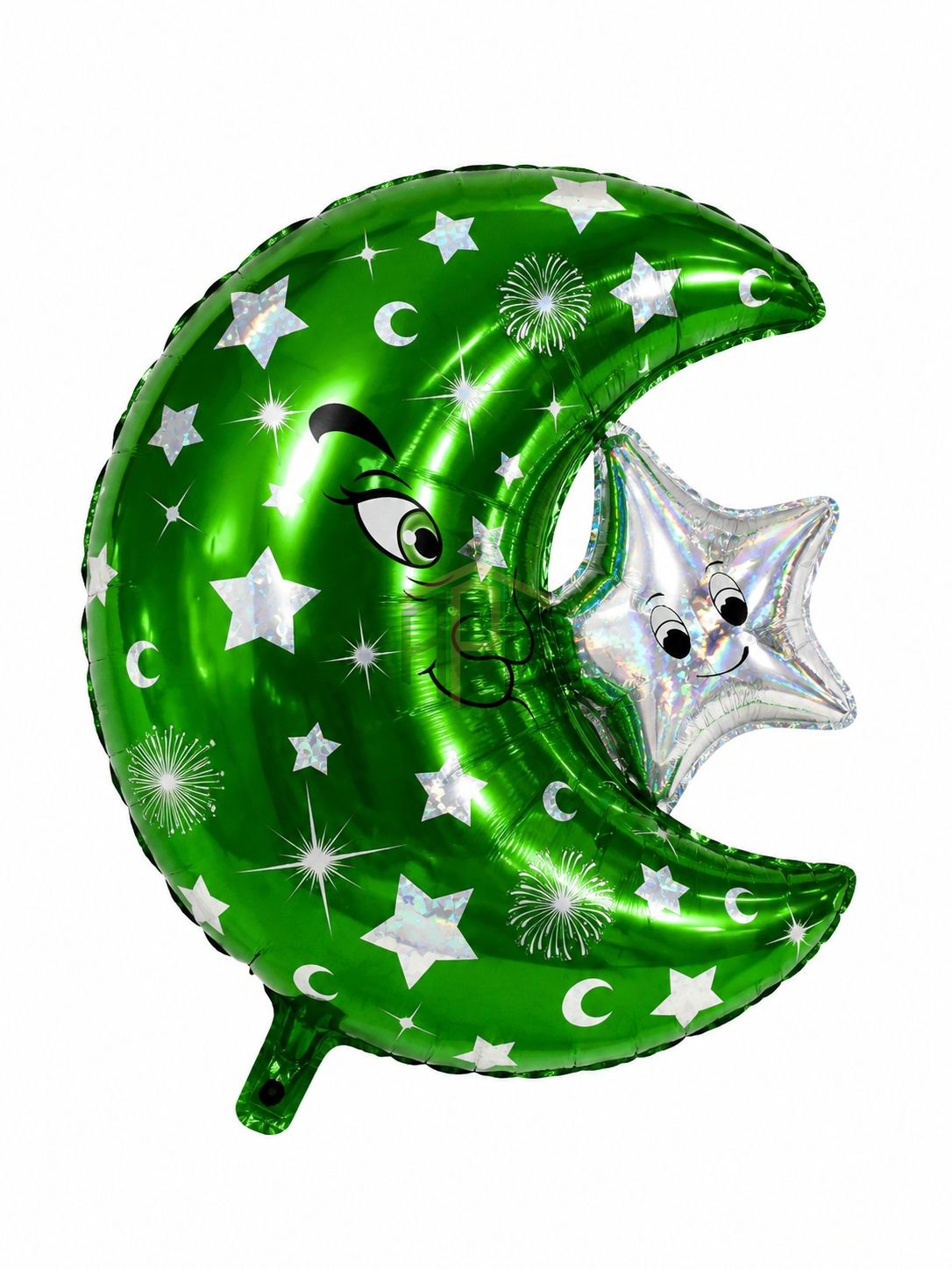 Moon & Star Green Foil Balloon for 14 August Pakistan Independence Day Decoration