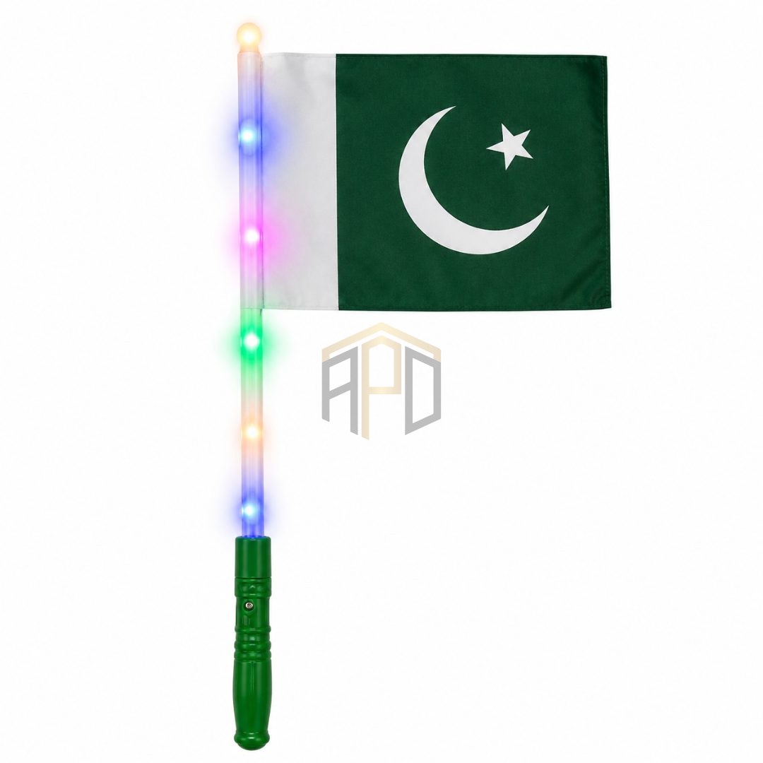 LED Pakistan Hand Flag with Light Stick