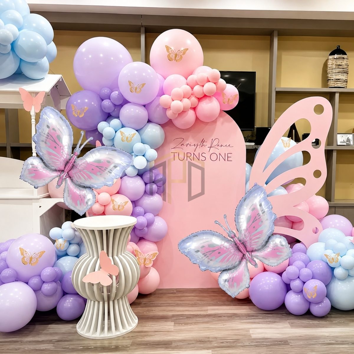 100 Pcs Butterfly Balloon Decoration Set – Pink, Purple & Baby Blue Birthday Party Balloon Kit