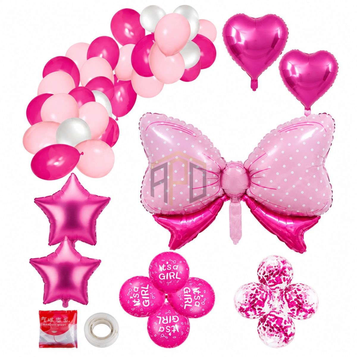 Pink Bow Balloon Garland Decoration Kit – 50 PCS Foil & Latex Balloon Set