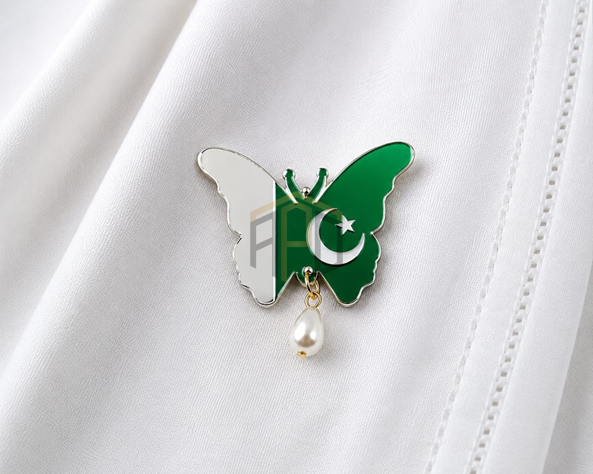 Pakistan Independence Butterfly Flag Badge Pin