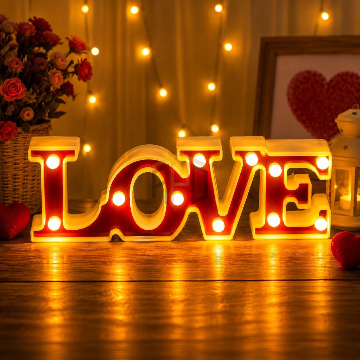 LOVE Marquee Light Red Bulbs - Romantic Wedding Decoration