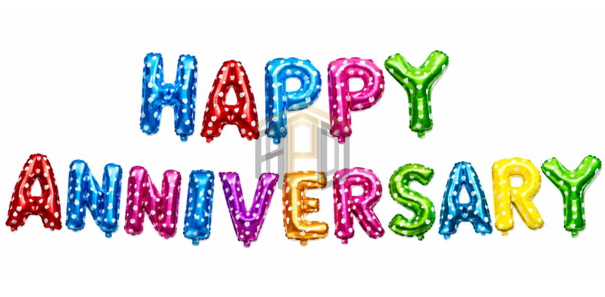Premium Happy Anniversary Letter Foil Balloon Banner Set – Golden, Silver, Black, Red, Multi Color