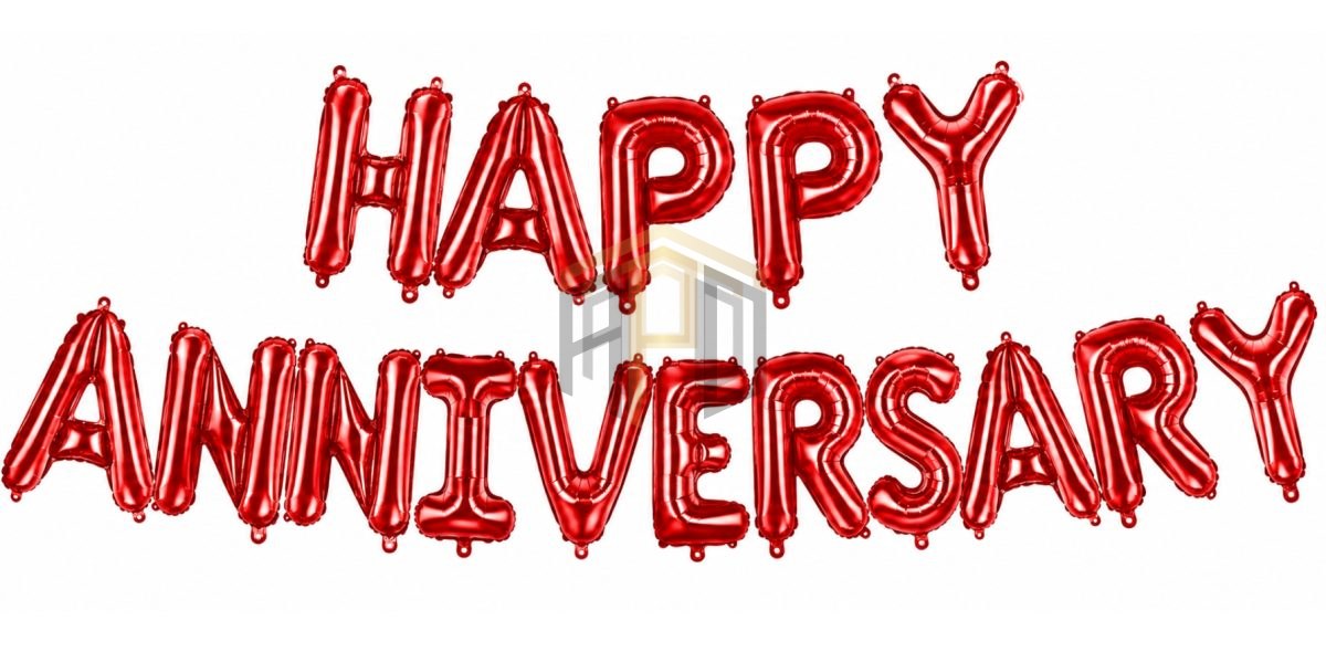 Premium Happy Anniversary Letter Foil Balloon Banner Set – Golden, Silver, Black, Red, Multi Color