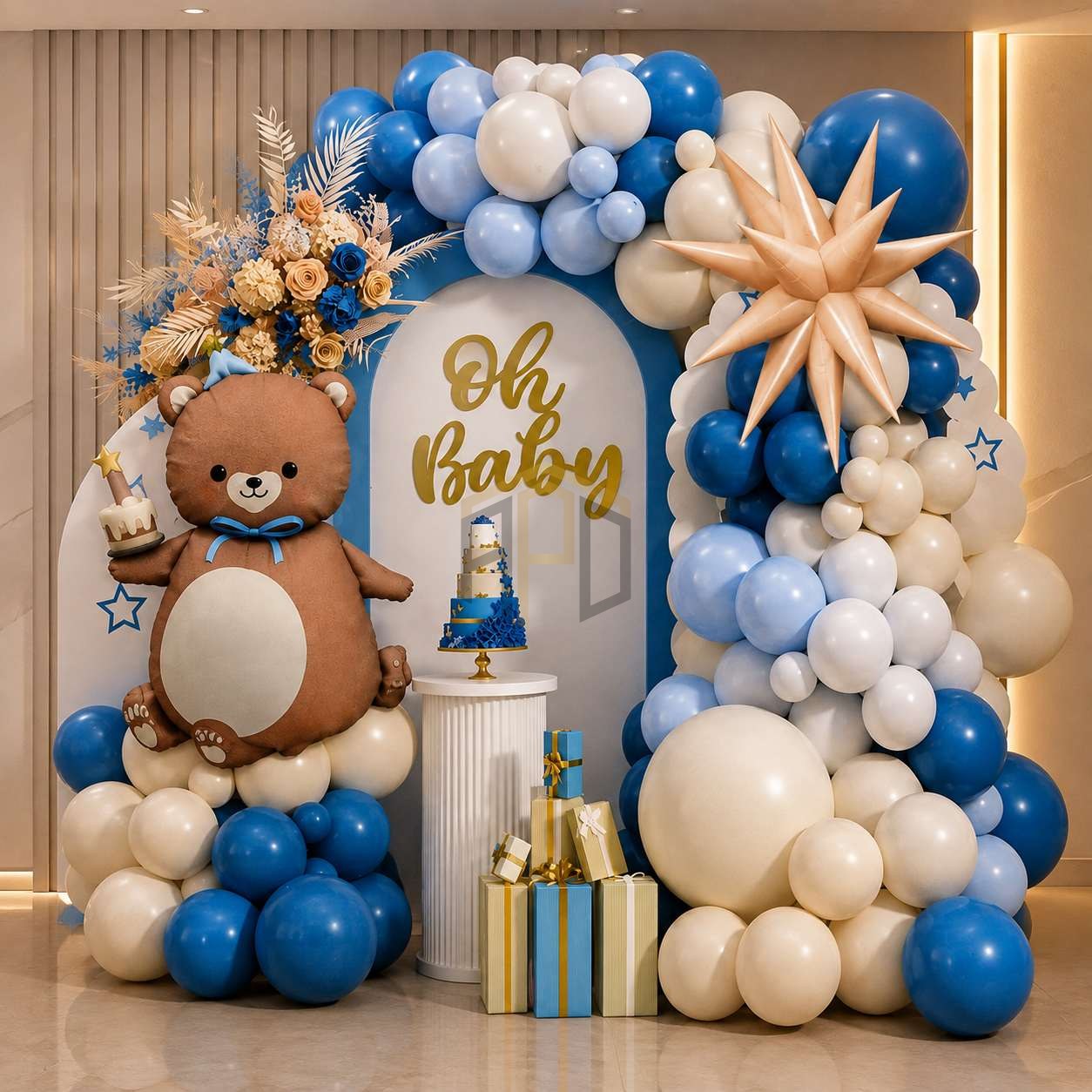 Oh Baby Blue Balloon Theme Set 100 Pcs - Decor