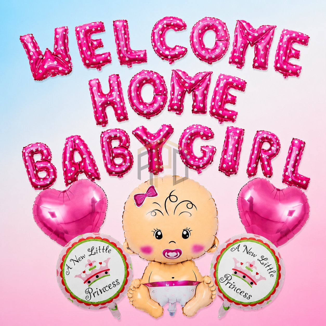 Welcome Home Baby Balloon Decoration Kit – Baby Foil & Heart Balloons