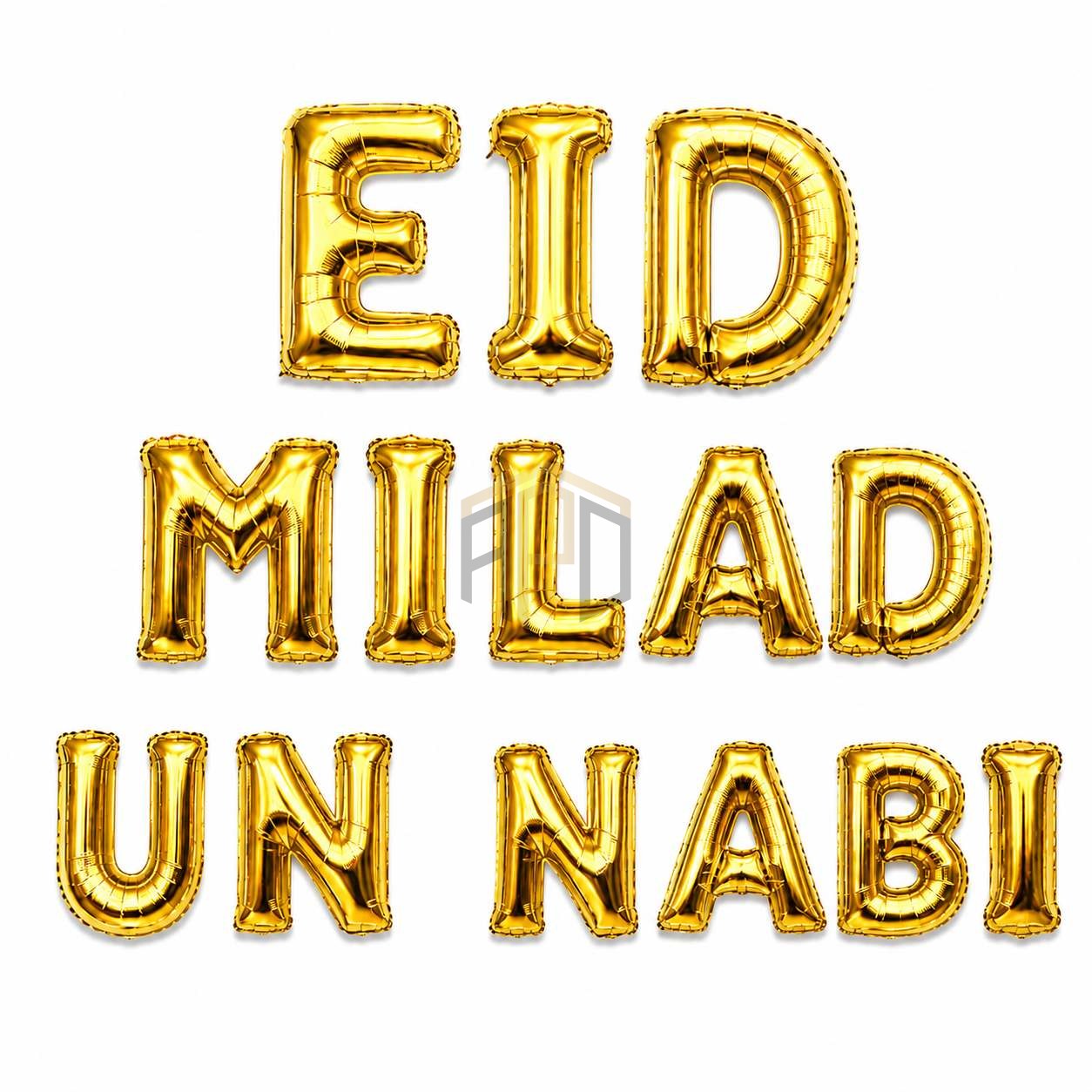 Eid Milad Un Nabi Foil Balloon Letters Gold Silver - Islamic Decor