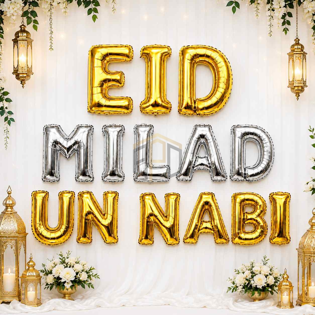 Eid Milad Un Nabi Foil Balloon Letters Gold Silver - Islamic Decor
