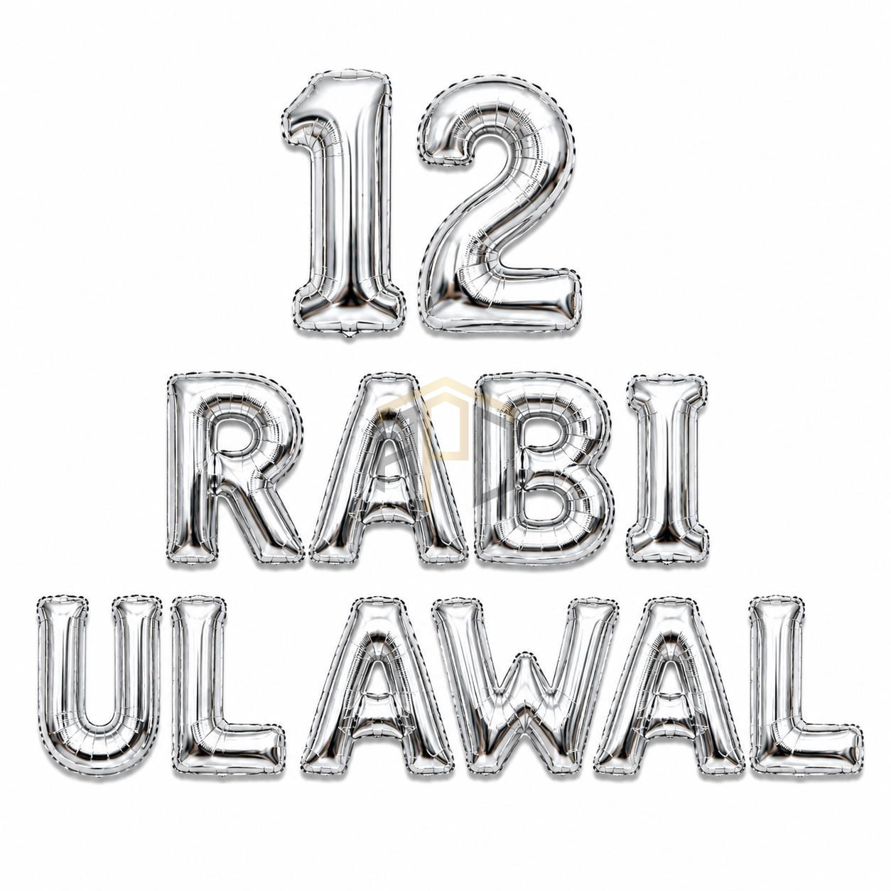 12 Rabi Ul Awal Foil Balloon Letters Gold Silver - Milad Decor