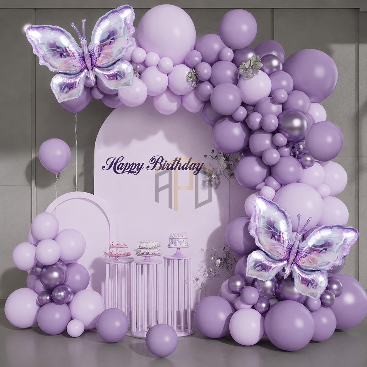 100 Pcs Purple Balloon Decoration Set