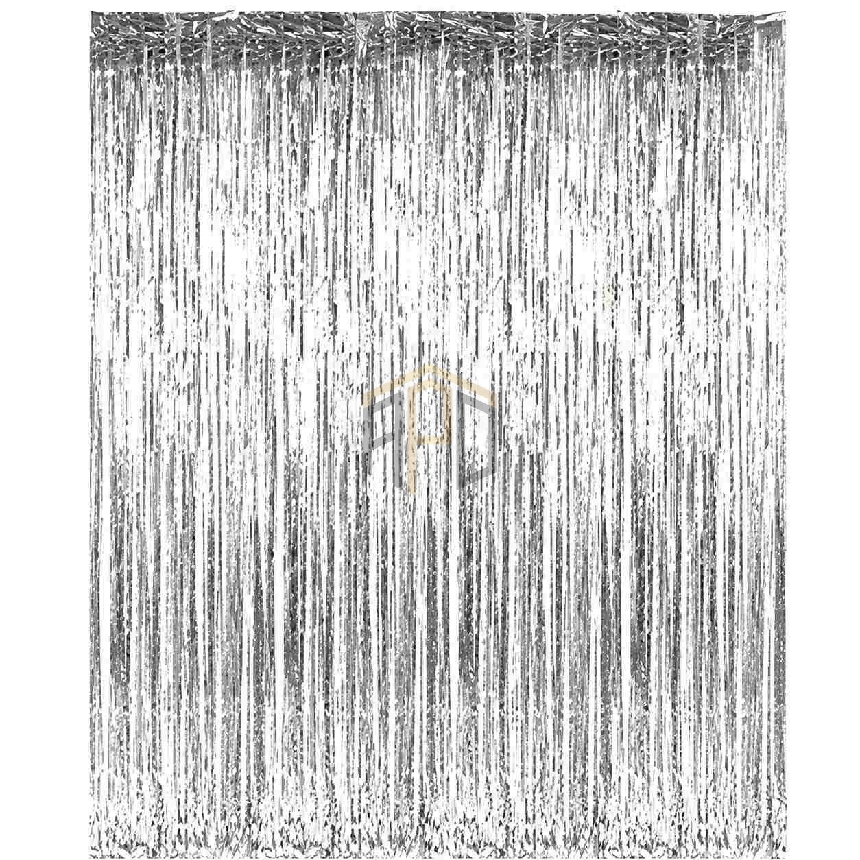 1½ x5 FT Silver Green Foil Fringe Curtain
