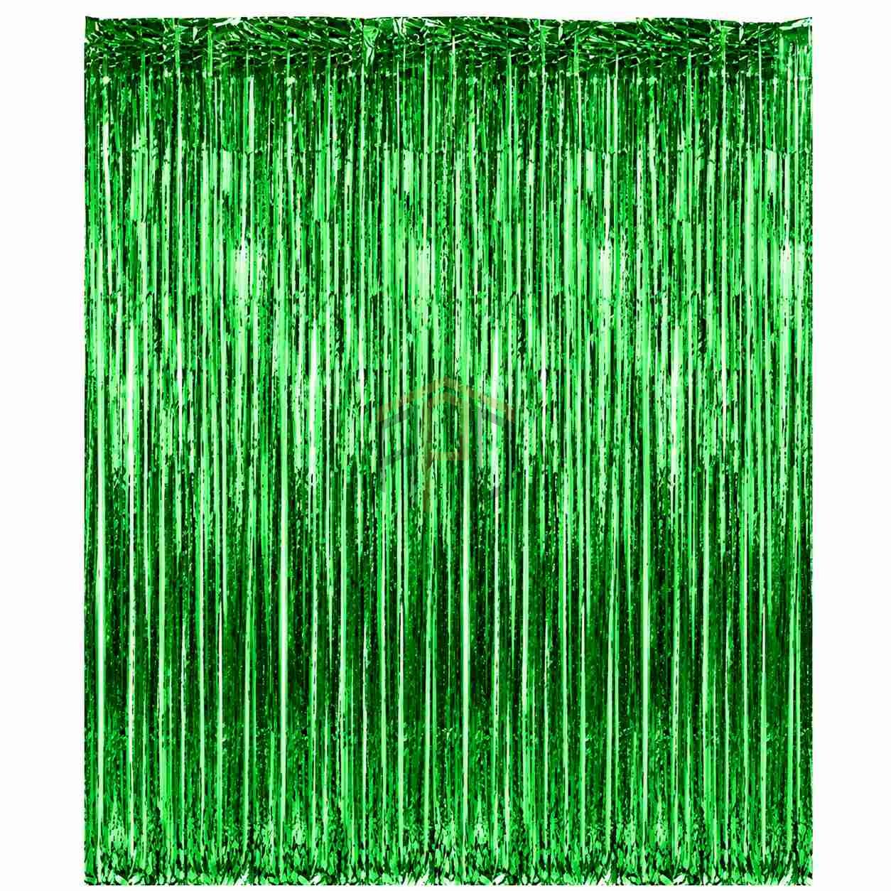 1½ x5 FT Silver Green Foil Fringe Curtain