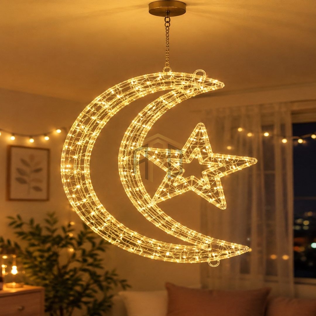 Crescent Moon & Star 7 Function LED Hanging Light