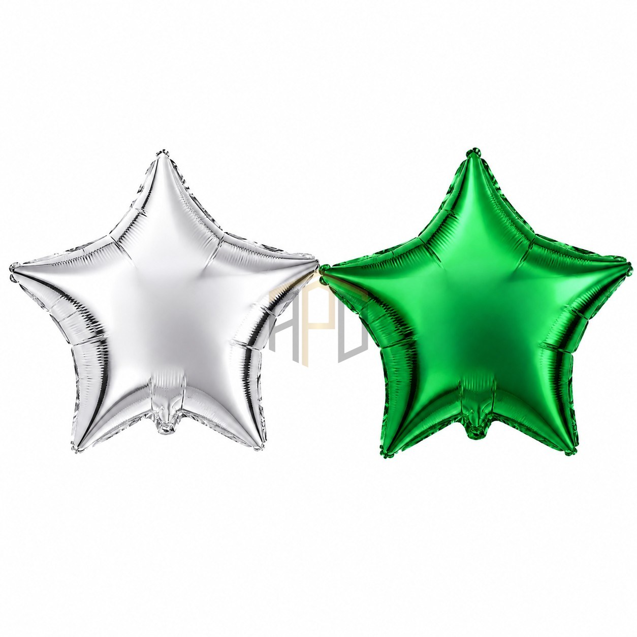 16 Inch Silver & Green Star Foil Balloons
