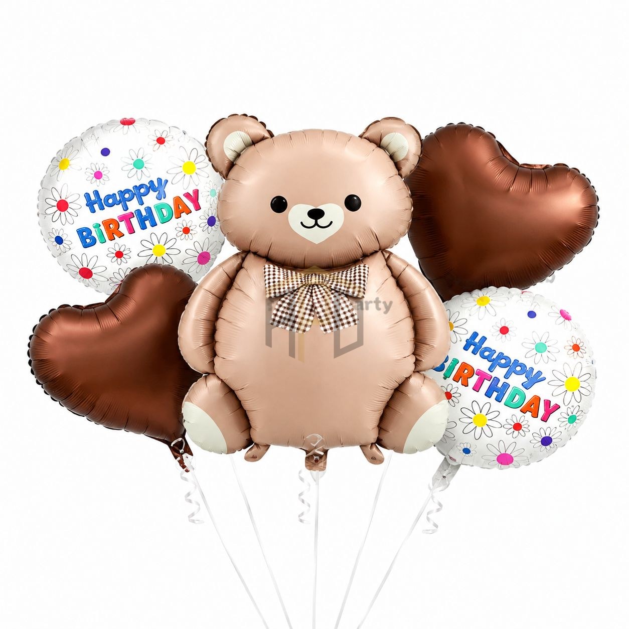5 Pcs Teddy Bear Happy Birthday Foil Balloon Set