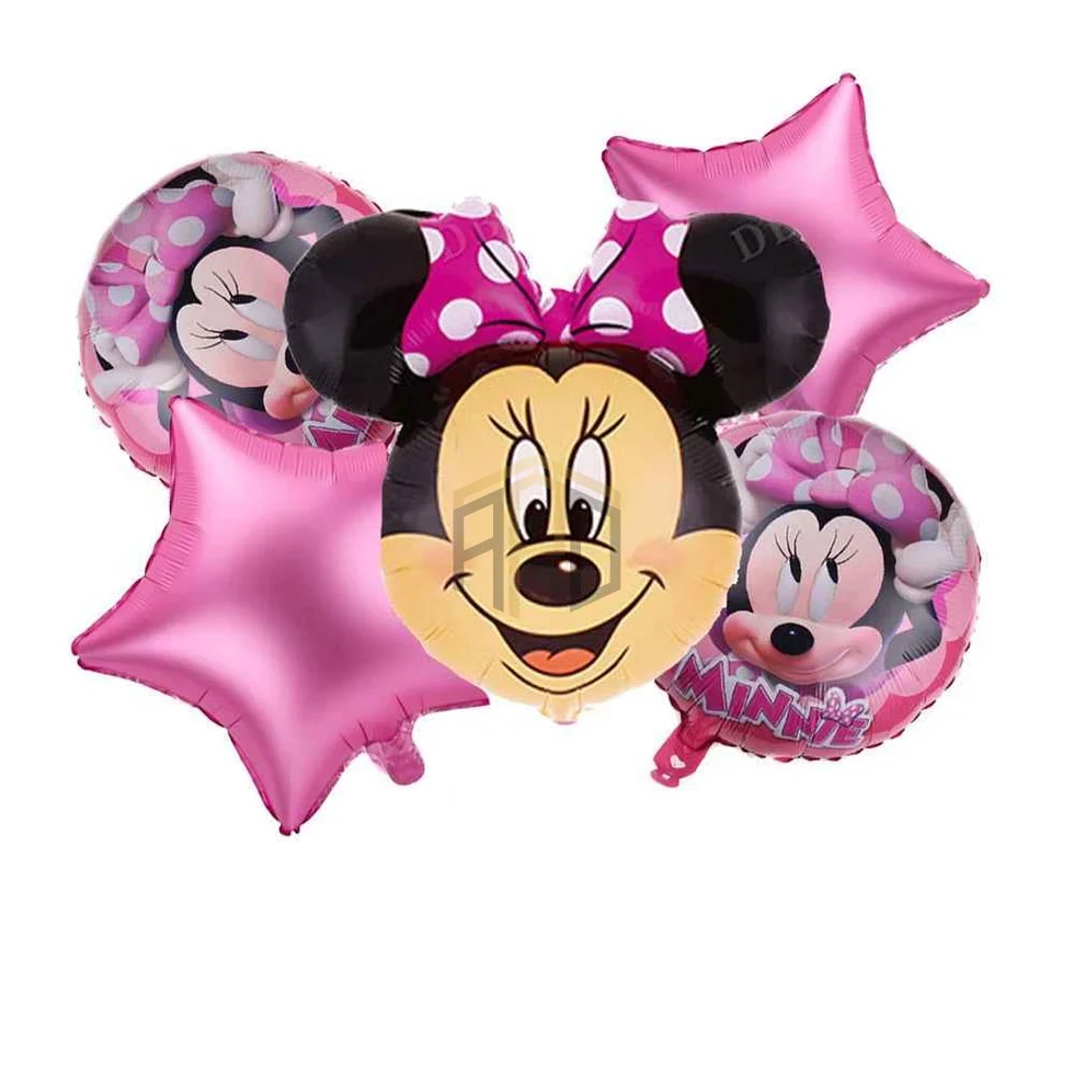 5 Pcs Minnie Mouse Foil Balloon Set – Pink