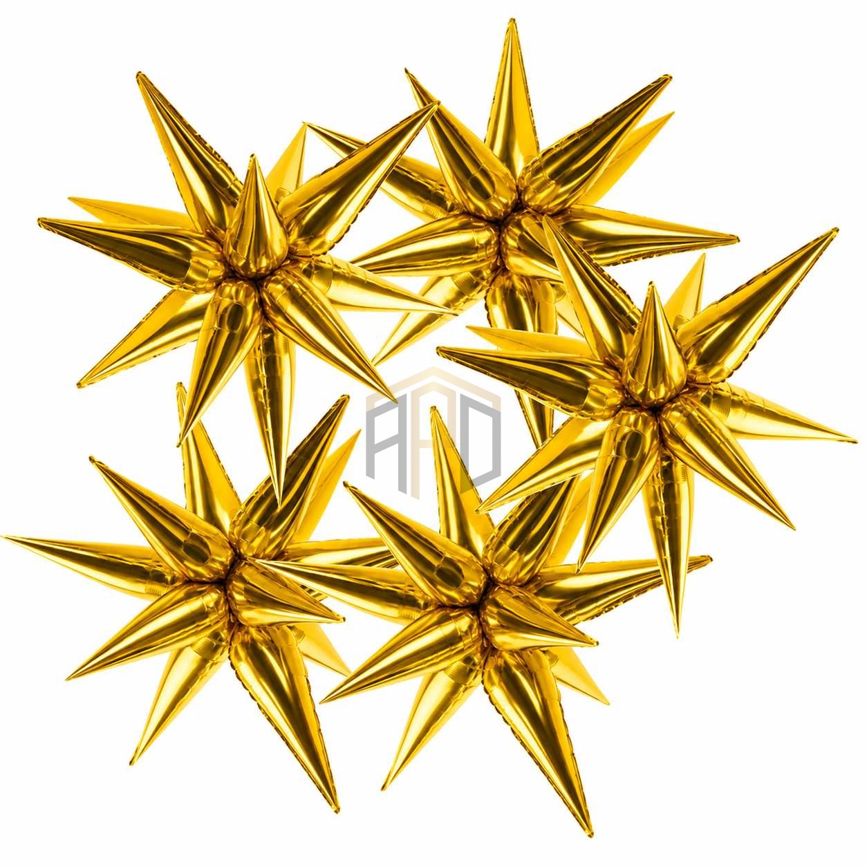 5pcs Golden Starburst Foil Balloons for Party Decoration