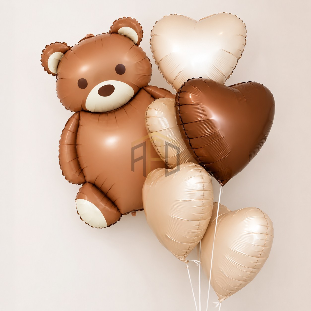 6pcs Teddy Bear & Heart Foil Balloon Set