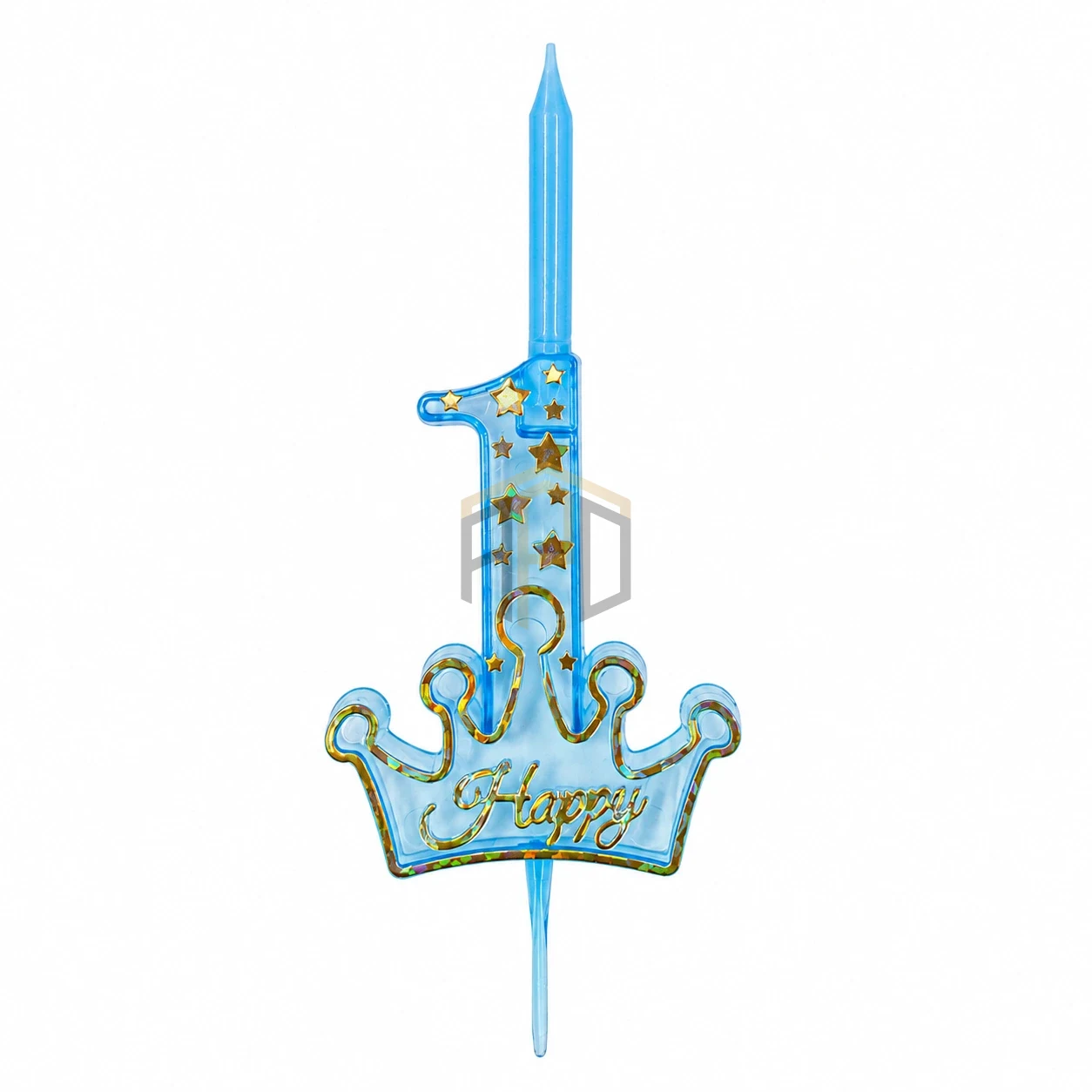 Blue Crown Number 1 Birthday Cake Candle