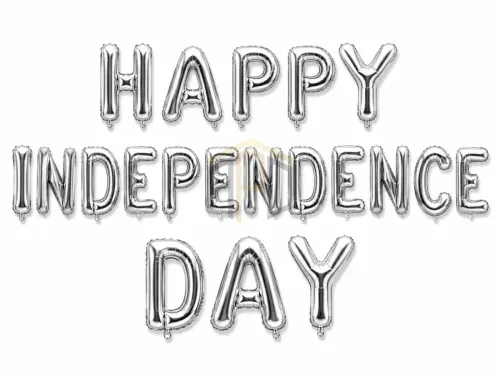 Premium Happy Independence Day Letter Foil Balloon Banner Set – Golden & Silver